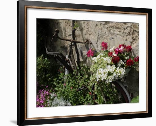 Bicycle Decorated with Flowers, Brantome, Dordogne, France, Europe-Peter Richardson-Framed Photographic Print