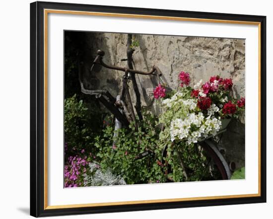 Bicycle Decorated with Flowers, Brantome, Dordogne, France, Europe-Peter Richardson-Framed Photographic Print