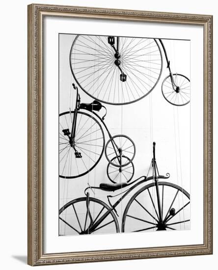 Bicycle Display at Swiss Transport Museum, Lucerne, Switzerland-Walter Bibikow-Framed Photographic Print