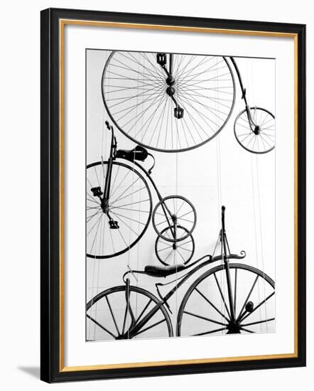 Bicycle Display at Swiss Transport Museum, Lucerne, Switzerland-Walter Bibikow-Framed Photographic Print