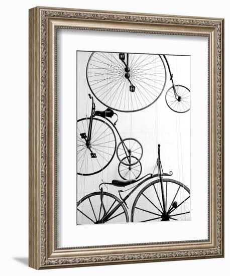 Bicycle Display at Swiss Transport Museum, Lucerne, Switzerland-Walter Bibikow-Framed Photographic Print