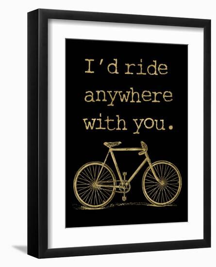 Bicycle I’d Ride Anywhere Golden Black-Amy Brinkman-Framed Art Print