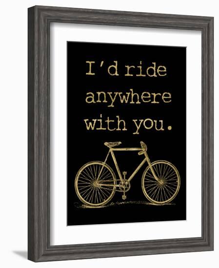 Bicycle I’d Ride Anywhere Golden Black-Amy Brinkman-Framed Art Print