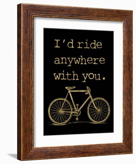 Bicycle I’d Ride Anywhere Golden Black-Amy Brinkman-Framed Art Print