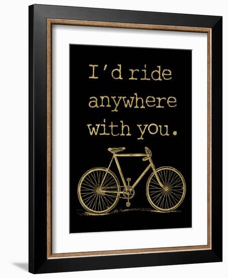 Bicycle I’d Ride Anywhere Golden Black-Amy Brinkman-Framed Art Print