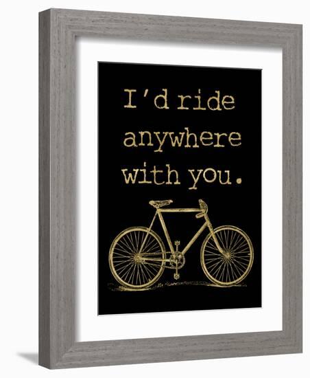 Bicycle I’d Ride Anywhere Golden Black-Amy Brinkman-Framed Art Print