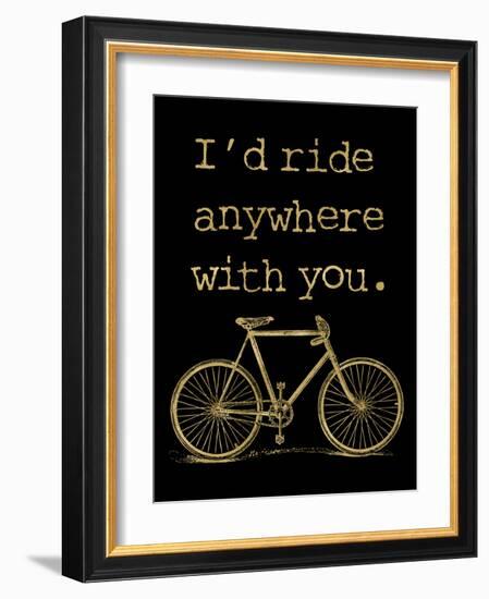 Bicycle I’d Ride Anywhere Golden Black-Amy Brinkman-Framed Art Print