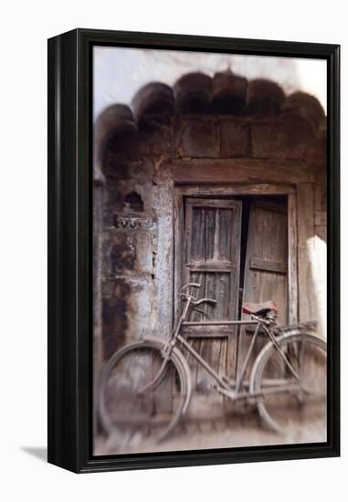 Bicycle in Doorway, Jodhpur, Rajasthan, India-Peter Adams-Framed Premier Image Canvas