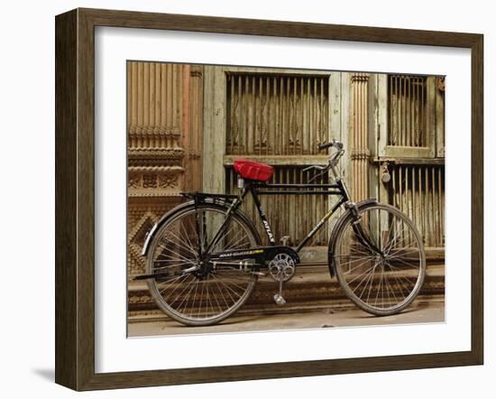 Bicycle in narrow gully, Delhi, India-Adam Jones-Framed Photographic Print