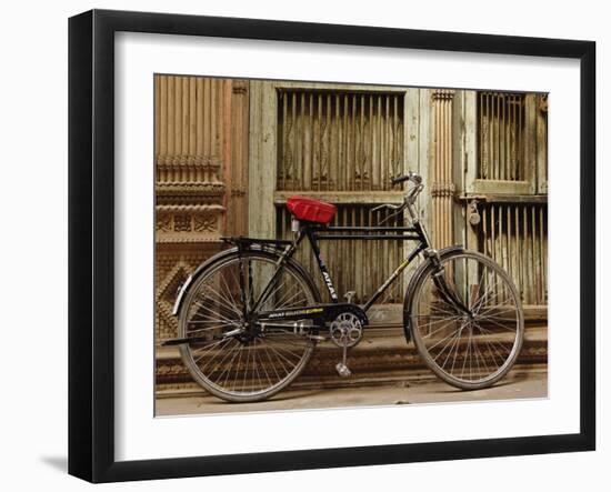 Bicycle in narrow gully, Delhi, India-Adam Jones-Framed Photographic Print