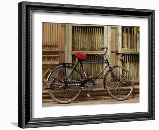 Bicycle in narrow gully, Delhi, India-Adam Jones-Framed Photographic Print