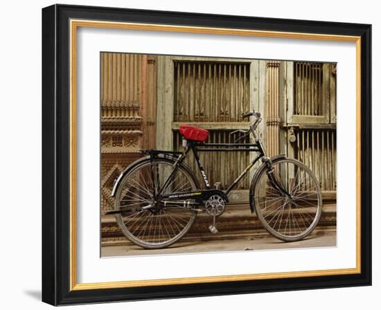 Bicycle in narrow gully, Delhi, India-Adam Jones-Framed Photographic Print