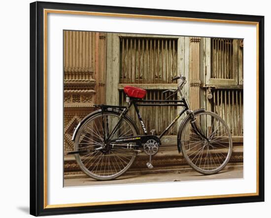 Bicycle in narrow gully, Delhi, India-Adam Jones-Framed Photographic Print