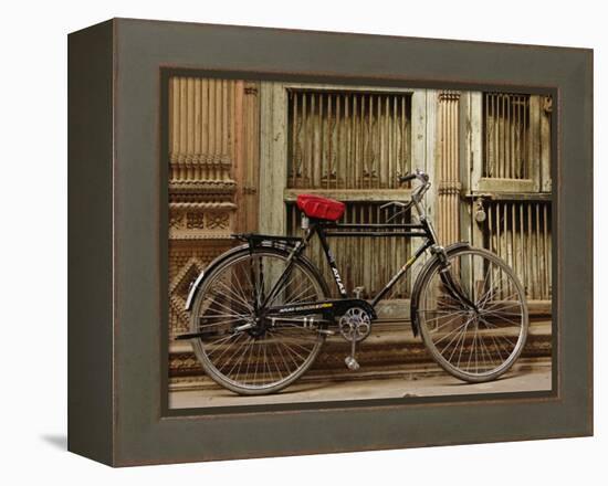 Bicycle in narrow gully, Delhi, India-Adam Jones-Framed Premier Image Canvas