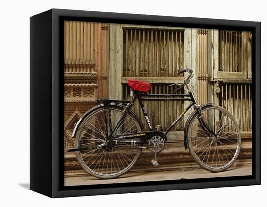 Bicycle in narrow gully, Delhi, India-Adam Jones-Framed Premier Image Canvas