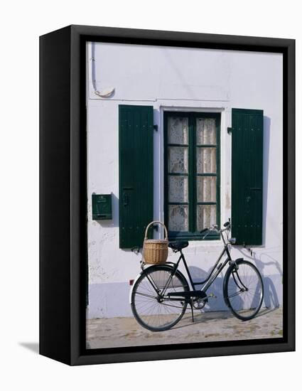 Bicycle Leaning Against a Wall, Ile De Re, France, Europe-Guy Thouvenin-Framed Premier Image Canvas