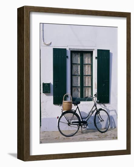 Bicycle Leaning Against a Wall, Ile De Re, France, Europe-Guy Thouvenin-Framed Photographic Print