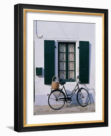 Bicycle Leaning Against a Wall, Ile De Re, France, Europe-Guy Thouvenin-Framed Photographic Print