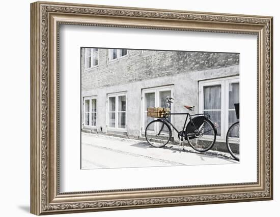Bicycle Leaning Against Wall, City, Copenhagen, Denmark, Scandinavia-Axel Schmies-Framed Photographic Print