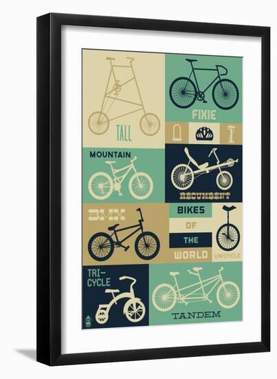 Bicycle of the World - Blues-Lantern Press-Framed Art Print