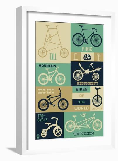 Bicycle of the World - Blues-Lantern Press-Framed Art Print