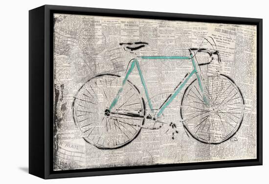 Bicycle on news-OnRei-Framed Stretched Canvas
