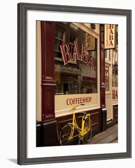 Bicycle Outside Coffee Shop, Amsterdam, Holland, Europe-Frank Fell-Framed Photographic Print