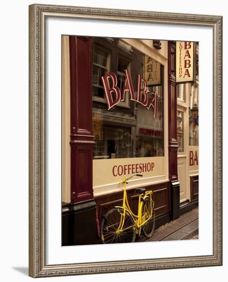 Bicycle Outside Coffee Shop, Amsterdam, Holland, Europe-Frank Fell-Framed Photographic Print