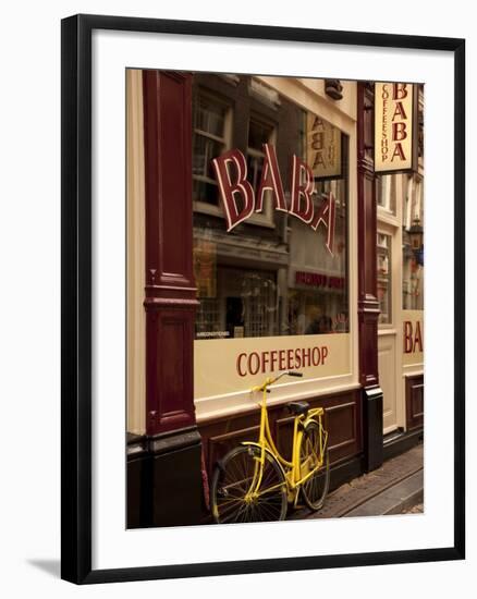 Bicycle Outside Coffee Shop, Amsterdam, Holland, Europe-Frank Fell-Framed Photographic Print