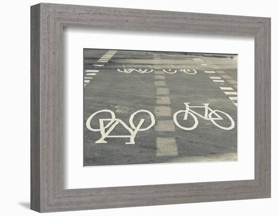 Bicycle Path Road Markings, Vancouver, British Columbia, Canada-Walter Bibikow-Framed Photographic Print