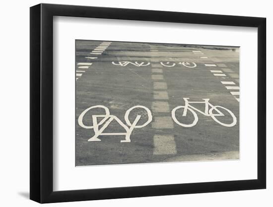 Bicycle Path Road Markings, Vancouver, British Columbia, Canada-Walter Bibikow-Framed Photographic Print