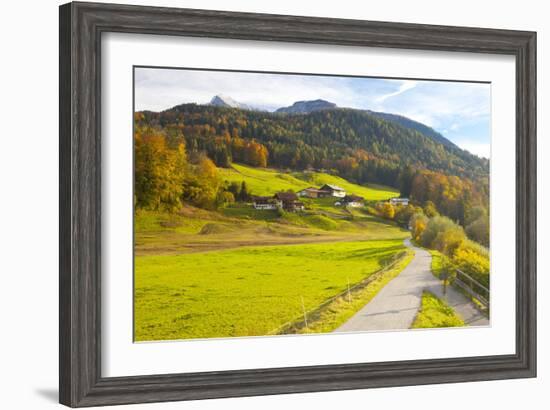 Bicycle Path Through Rural Mountain Landscape in Autumn-Miles Ertman-Framed Photographic Print