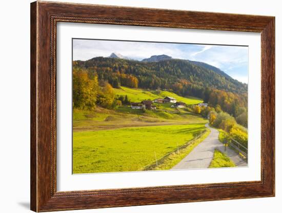 Bicycle Path Through Rural Mountain Landscape in Autumn-Miles Ertman-Framed Photographic Print