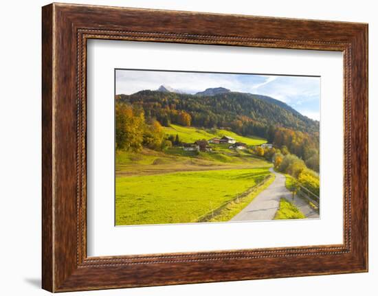 Bicycle Path Through Rural Mountain Landscape in Autumn-Miles Ertman-Framed Photographic Print