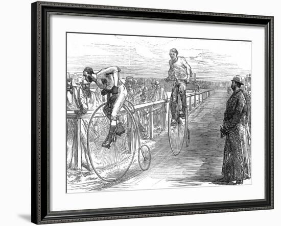 Bicycle Race at Lillie-Bridge, London, 1875-null-Framed Photographic Print