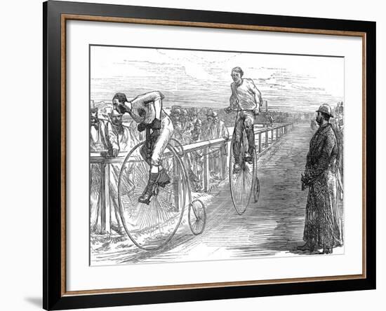 Bicycle Race at Lillie-Bridge, London, 1875-null-Framed Photographic Print