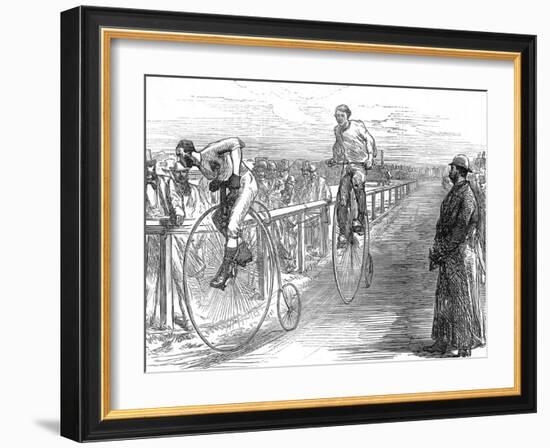 Bicycle Race at Lillie-Bridge, London, 1875-null-Framed Photographic Print