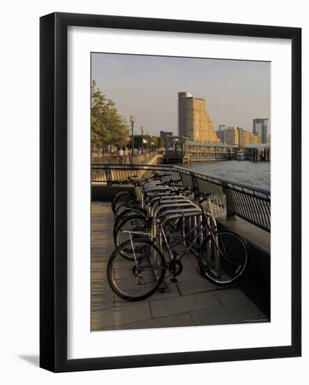 Bicycle Racks, Canary Riverside Walk Alongside River Thames, Canary Wharf, London-David Hughes-Framed Photographic Print