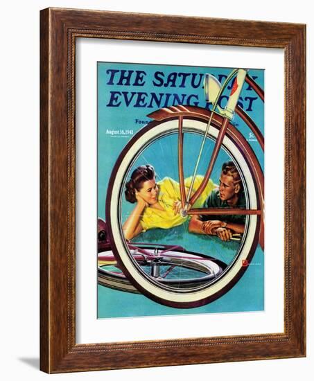 "Bicycle Ride," Saturday Evening Post Cover, August 16, 1941-Douglas Crockwell-Framed Giclee Print