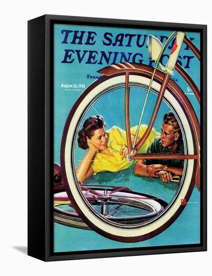 "Bicycle Ride," Saturday Evening Post Cover, August 16, 1941-Douglas Crockwell-Framed Premier Image Canvas