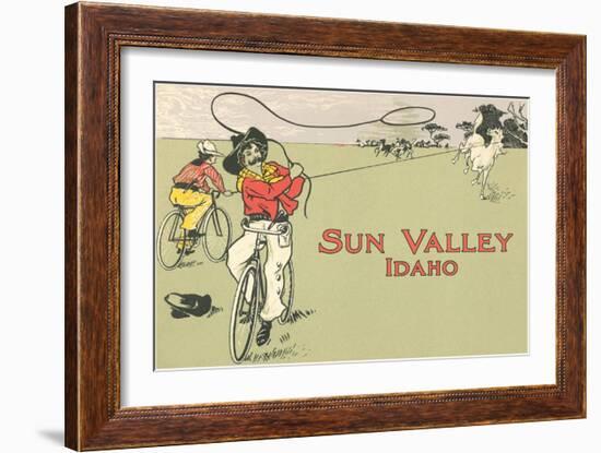 Bicycle Roping, Sun Valley, Idaho-null-Framed Art Print