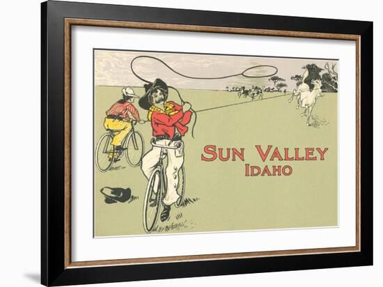 Bicycle Roping, Sun Valley, Idaho-null-Framed Art Print