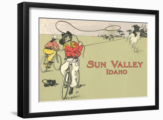 Bicycle Roping, Sun Valley, Idaho-null-Framed Premium Giclee Print