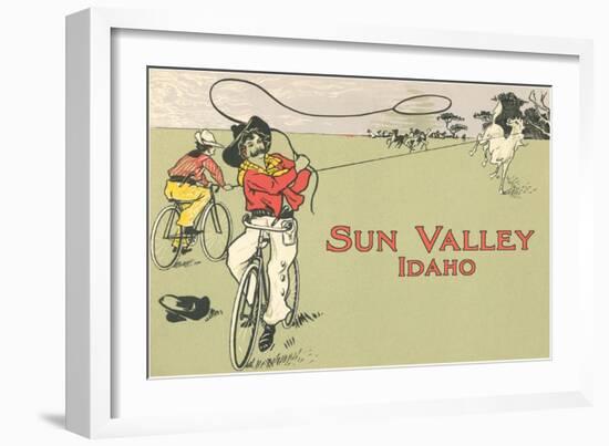 Bicycle Roping, Sun Valley, Idaho-null-Framed Premium Giclee Print