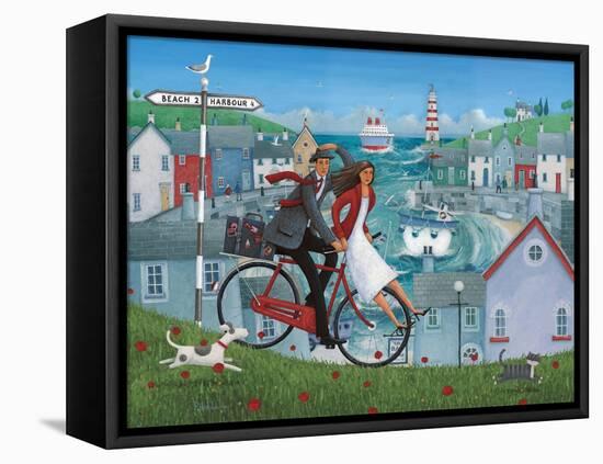 Bicycle Seascape-Peter Adderley-Framed Stretched Canvas