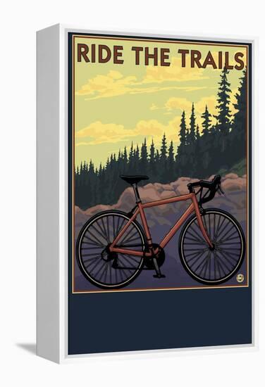 Bicycle - Trails-Lantern Press-Framed Stretched Canvas