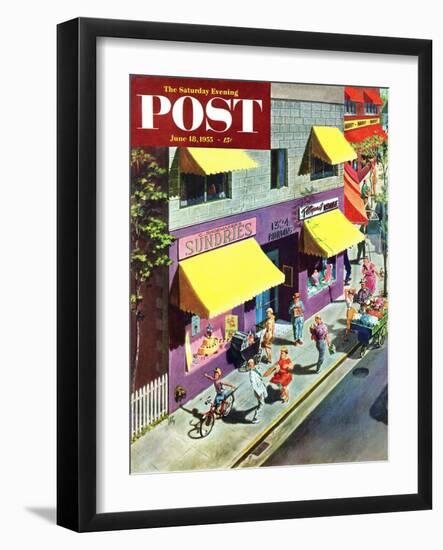 "Bicycle Tricks" Saturday Evening Post Cover, June 18, 1955-Thornton Utz-Framed Giclee Print