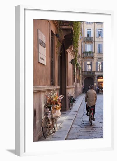 Bicycle with Flowers and Shopping Bags , Parma, Emilia Romagna, Italy-Peter Adams-Framed Photographic Print