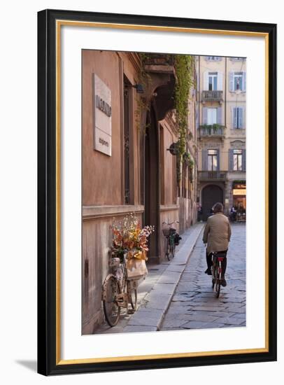 Bicycle with Flowers and Shopping Bags , Parma, Emilia Romagna, Italy-Peter Adams-Framed Photographic Print