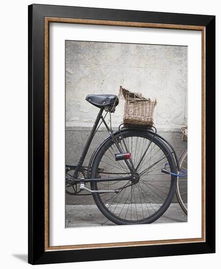 Bicycle with weathered basket-Jenny Elia Pfeiffer-Framed Photographic Print